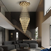 Lustre Cristal Gouttes Flottantes pour Escalier et Entrée