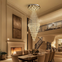 Lustre Cristal Gouttes Flottantes pour Escalier et Entrée
