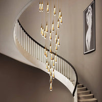 Lustre Spirale LED Doré pour Salon et Salle à Manger