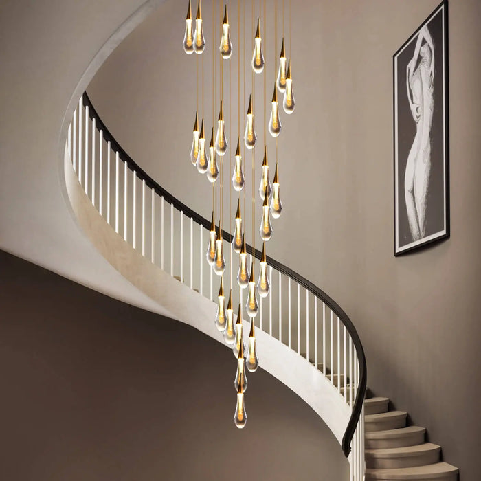 Lustre Spirale LED Doré pour Salon et Salle à Manger