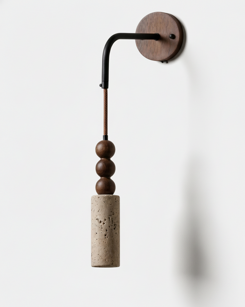 Applique Murale Pendante Travertin et Bois
