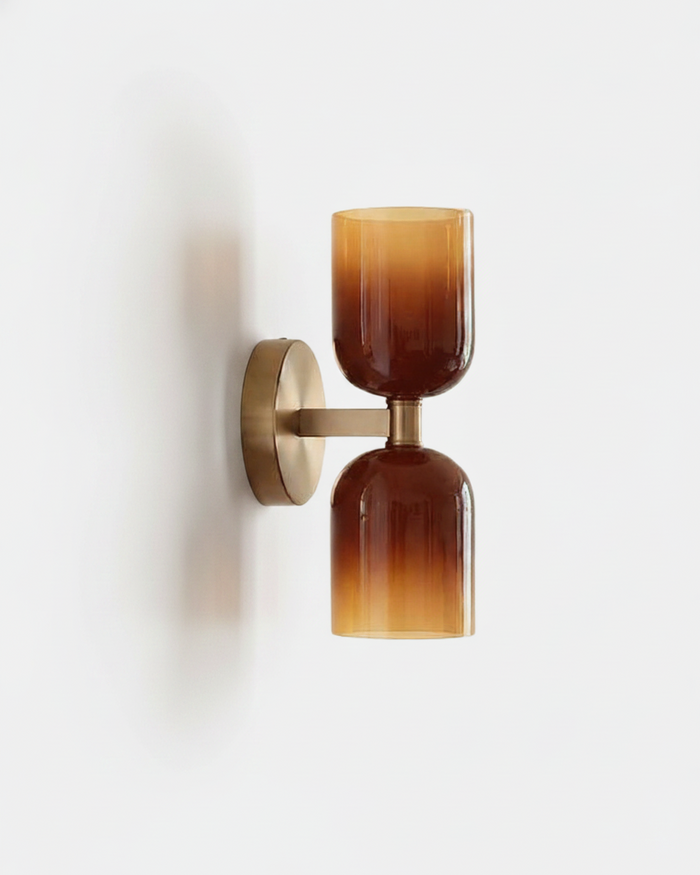 Applique Murale Verre Caramel et Métal Doré