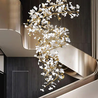 OPULCE - Lustre Dorée en Métal et Céramique Florale Lumio™
