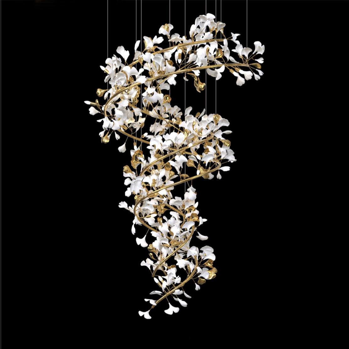OPULCE - Lustre Dorée en Métal et Céramique Florale Lumio™