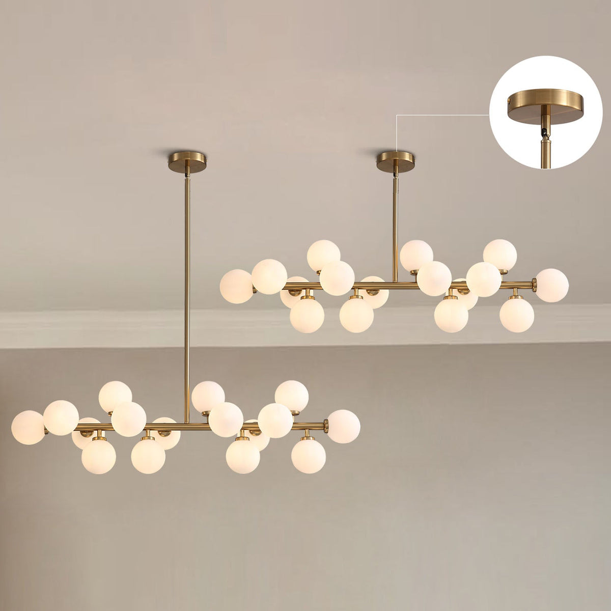 Lustre Rectangulaire Métal Salle à Manger Gris gros plan