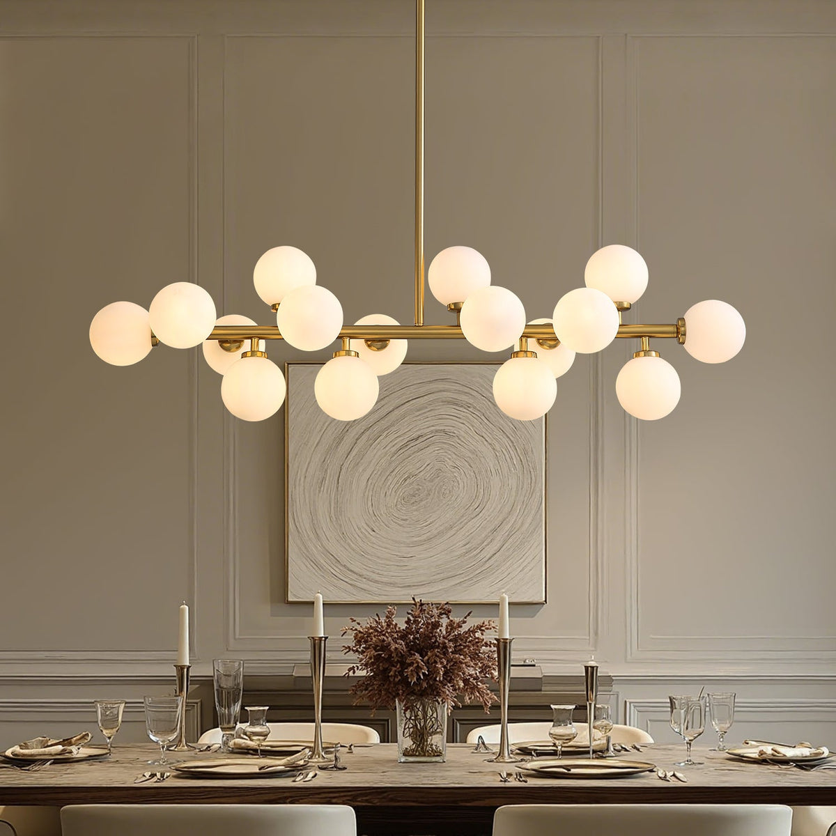 Lustre Rectangulaire Métal Salle à Manger Gris vue d'ensemble