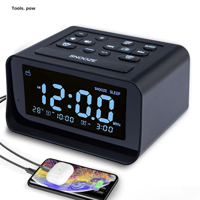 NOVA | Réveil LED Radio FM avec Double Alarme, Température & Ports USB
