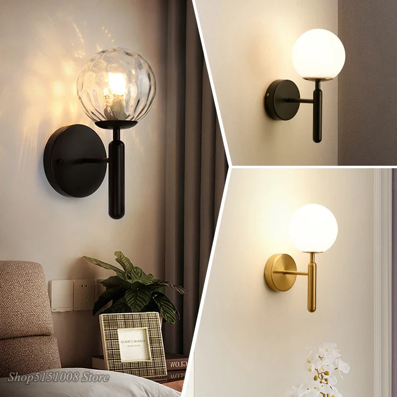 LUMA – Applique Murale Dorée avec Globe en Verre Texturé Lumio™