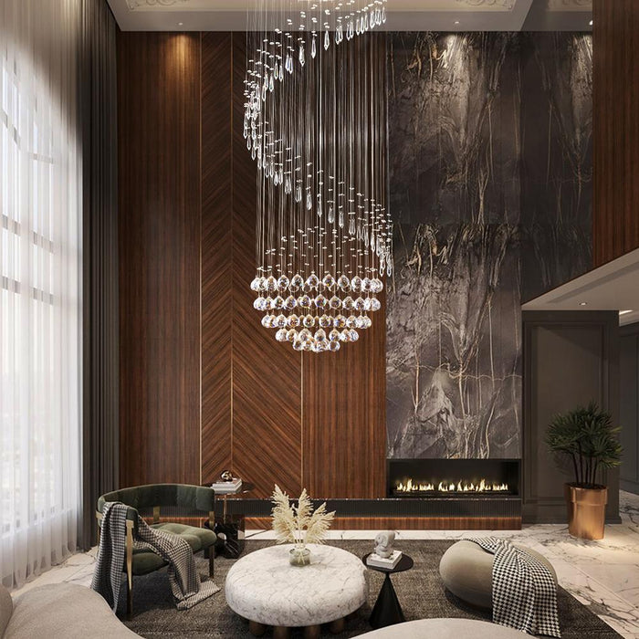 Lustre Spirale en Cristal Moderne pour Escalier
