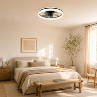Plafonnier Ventilateur Silencieux Design Contemporain LED installé dans un salon