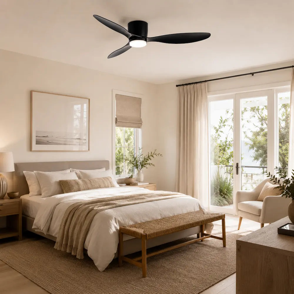 Plafonnier Ventilateur Silencieux Noir Moderne LED avec éclairage LED intégré