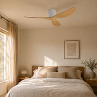 Plafonnier Ventilateur Silencieux Design Plat Bois Clair profil plat vu de côté