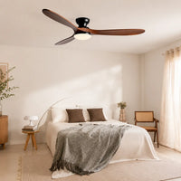 Plafonnier Ventilateur Silencieux Bois Massif Foncé LED avec éclairage LED intégré