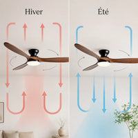 Plafonnier Ventilateur Silencieux Bois Massif Foncé LED en ambiance