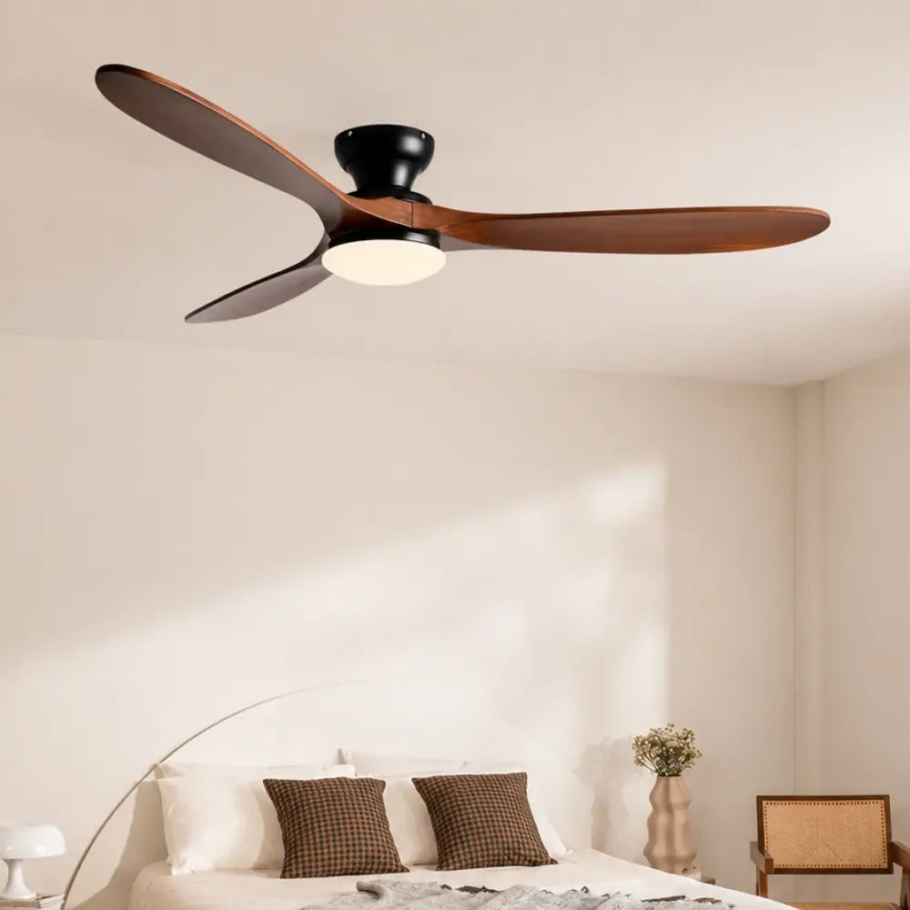 Plafonnier Ventilateur Silencieux Bois Massif Foncé LED