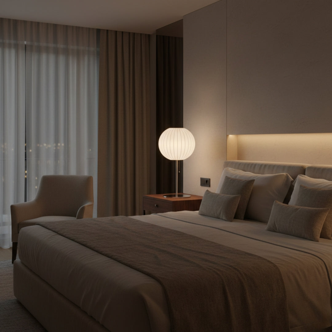 Lampe de Chevet Tissu Blanche