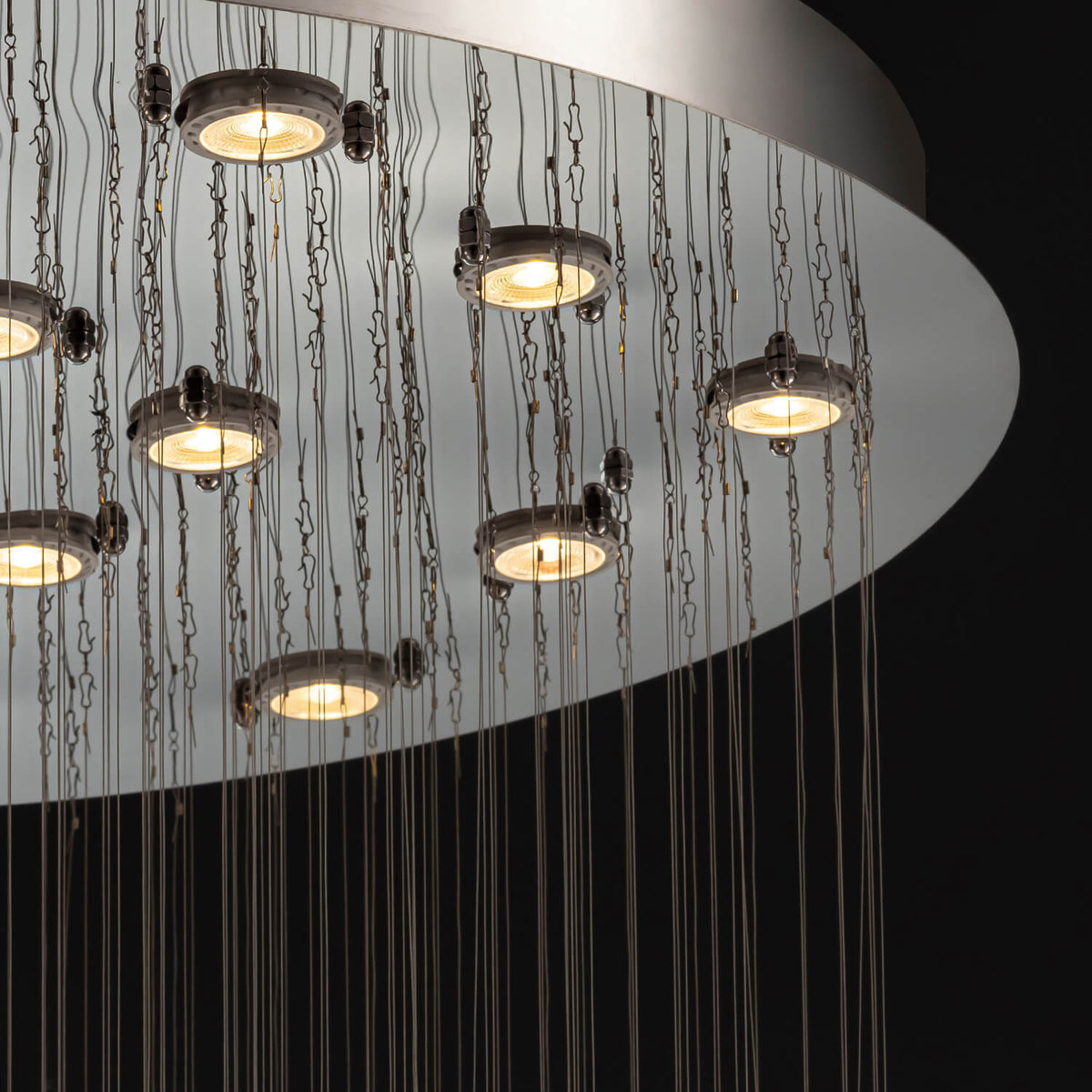 Lustre Rond Cristal Argenté