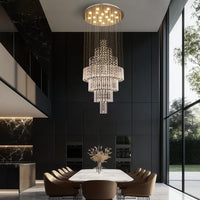 Lustre Cristal Chrome Gouttes pour Salle à Manger