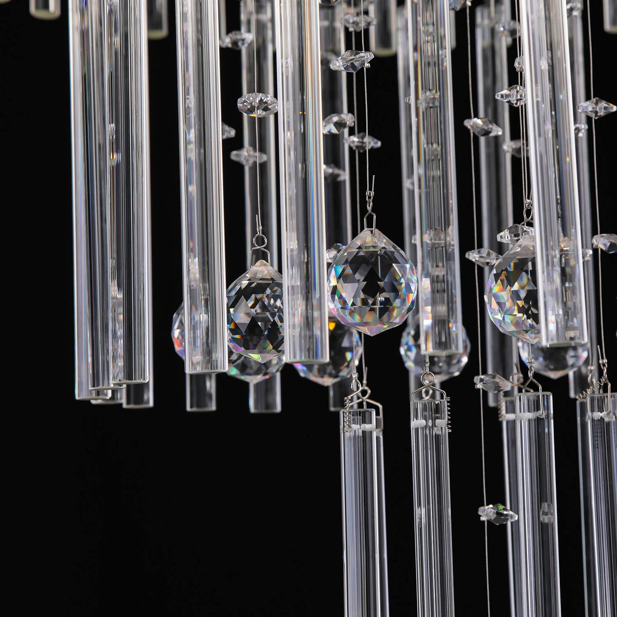 Lustre Cristal Chrome Gouttes pour Salle à Manger
