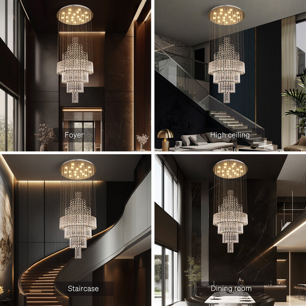 Lustre Rond Cristal Argenté design