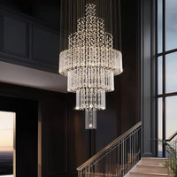 Lustre Rond Cristal Argenté