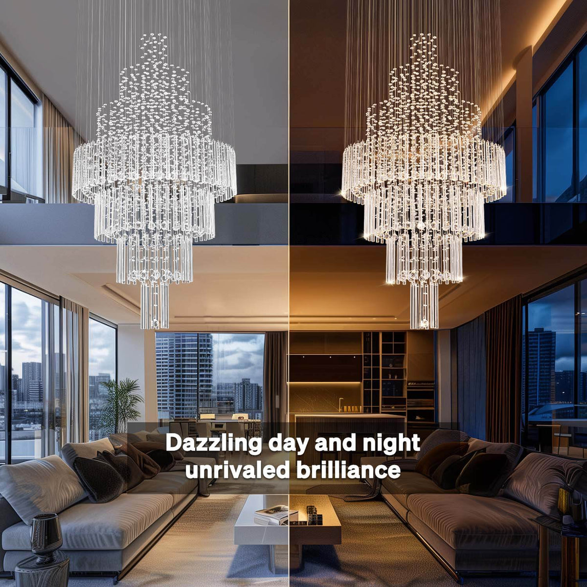 Lustre Rond Cristal Argenté gros plan