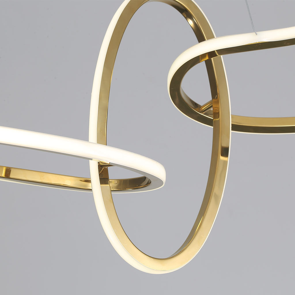 Chandelier LED Hanging Stainless Steel Luxury Oval Circle, Gold VAXLAMP
