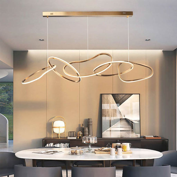 Chandelier LED Hanging Stainless Steel Luxury Oval Circle, Gold VAXLAMP