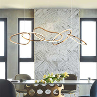 Chandelier LED Hanging Stainless Steel Luxury Oval Circle, Gold VAXLAMP