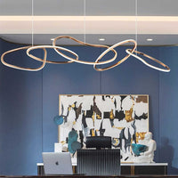 Chandelier LED Hanging Stainless Steel Luxury Oval Circle, Gold VAXLAMP