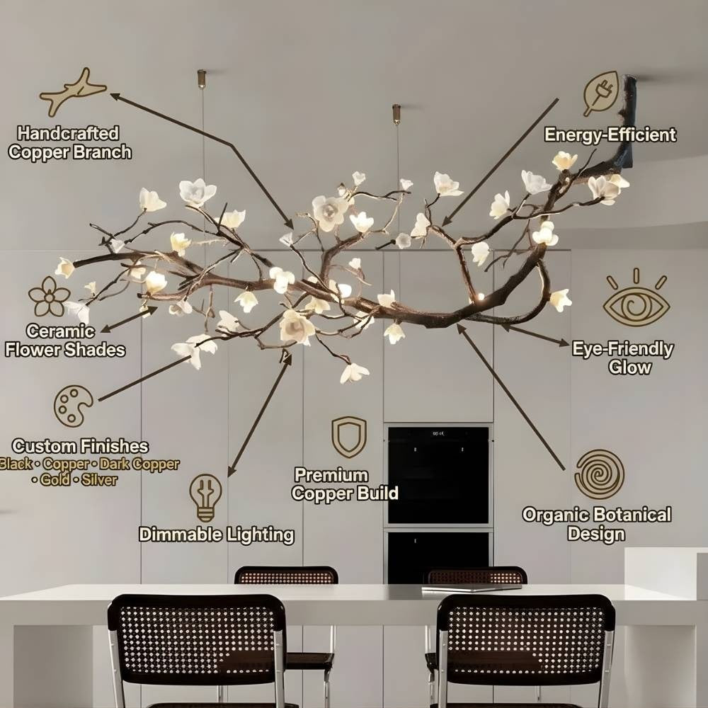 Lustre Branches en Cuivre Rustique