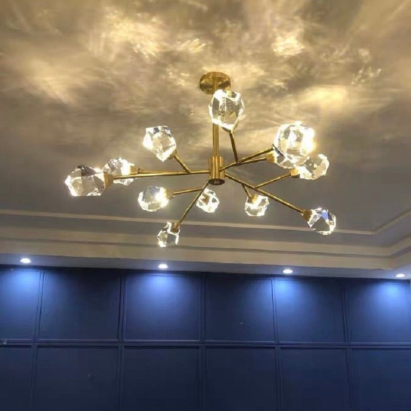 LUXY GOLD – Lustre Doré en Métal Verre et Cristaux Lumio™
