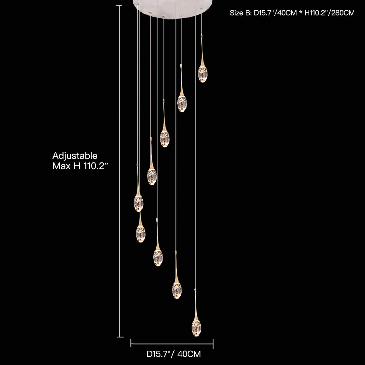 Lustre Rotatif Pluie de Cristal pour Escalier