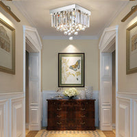 Lustre Carré Cristal Argenté Couloir