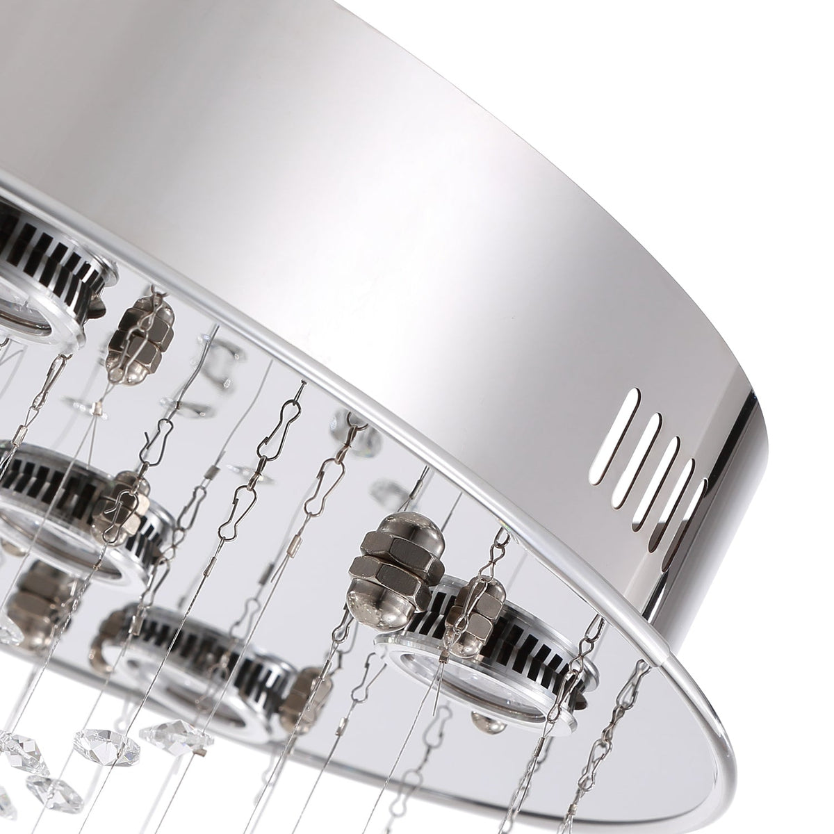 Lustre Rond Cristal Salle à Manger Argenté gros plan
