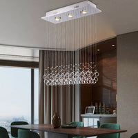 Lustre Rectangulaire Cristal Argenté 3 Lumières