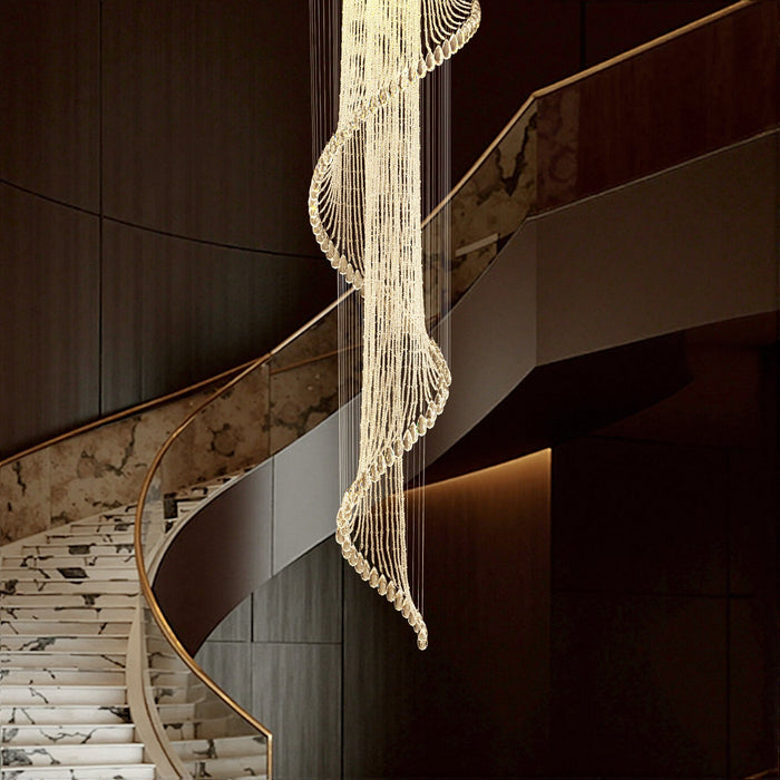 Lustre Spirale Cristal Design pour Escalier et Entrée
