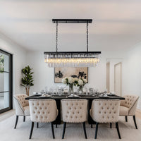 Lustre Rectangulaire Cristal Salle à Manger Noir suspendu