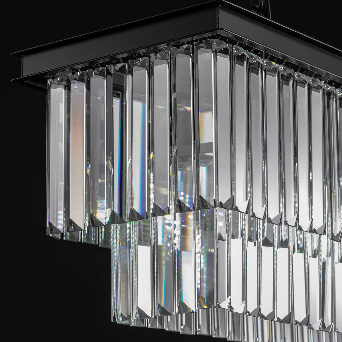 Lustre Rectangulaire Cristal Salle à Manger Noir