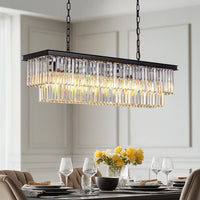 Lustre Rectangulaire Cristal Salle à Manger Noir