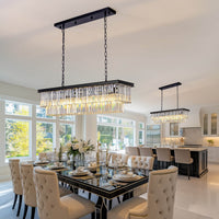 Lustre Rectangulaire Cristal Salle à Manger Noir
