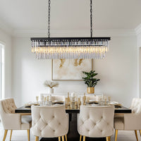 Lustre Rectangulaire Cristal Salle à Manger Noir design