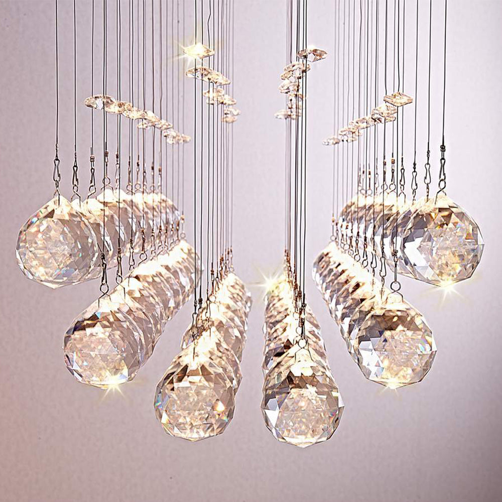 Lustre Rectangulaire Cristal Argenté 3 Lumières gros plan