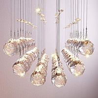 Lustre Rectangulaire Cristal Argenté 3 Lumières gros plan