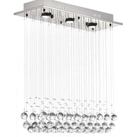 Lustre Rectangulaire Cristal Argenté 3 Lumières salle à manger
