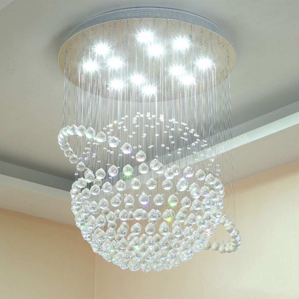 Lustre Sphère Cristal Argenté Salon design