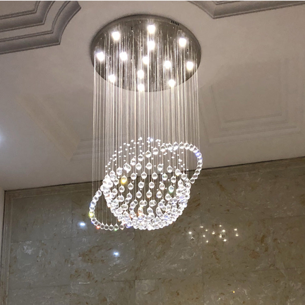 Lustre Sphère Cristal Argenté Salon