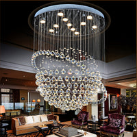 Lustre Sphère Cristal Argenté Salon gros plan