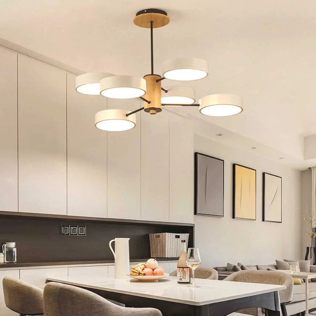 Lustre Plafonnier Multi-Bras LED Style Nordique - Métal et Bois Lumio™