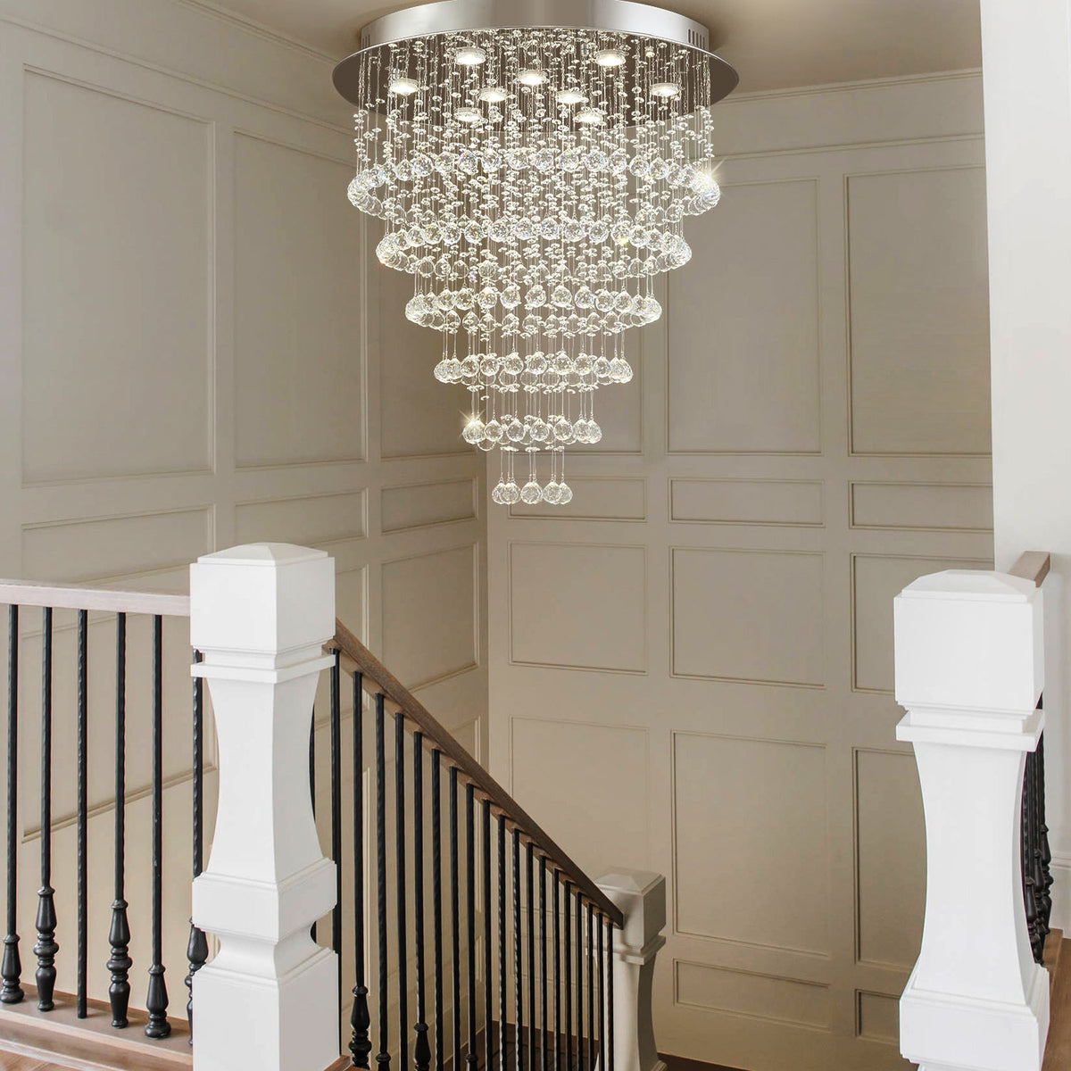 Lustre Rond Cristal Salon en situation